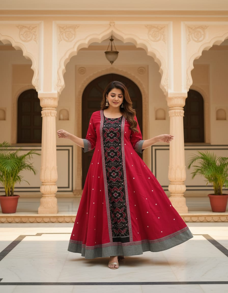 Luxury Sambalpuri Handloom Anarkali Dress for Women