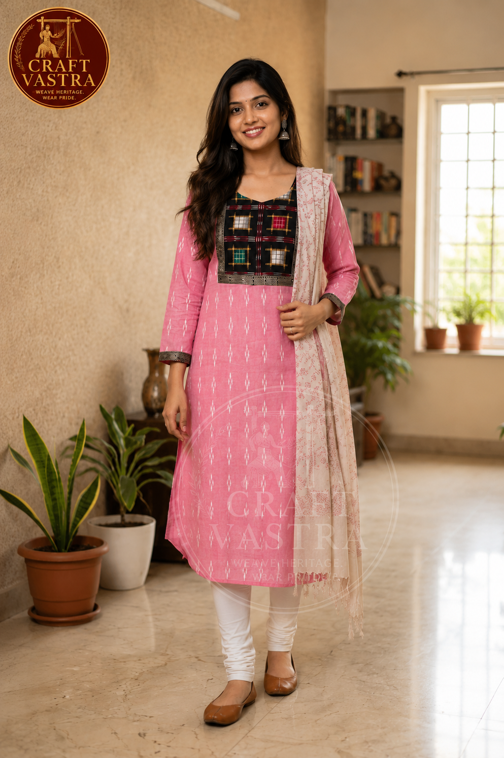 Premium Handloom Straight Fit Kurta - Blush pink