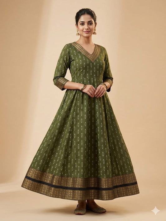 Olive Sambalpuri Handloom Anarkali