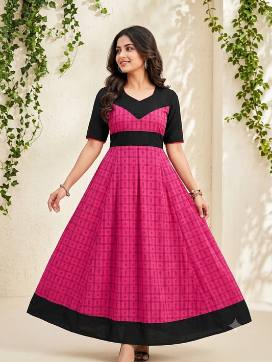 Royal Fuchsia Anarkali Maxi sambalpuri Dress